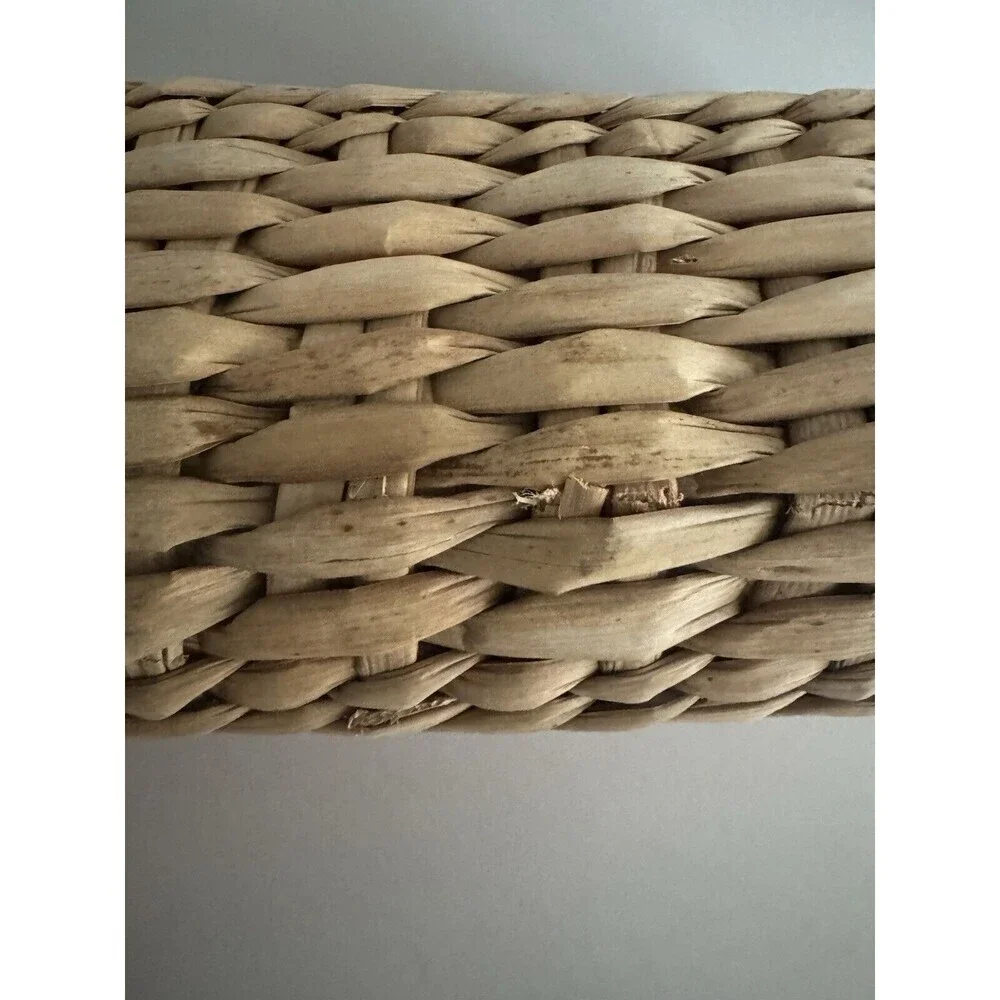 House of AnLi Basket vintage Beige pink floral detail plaid inside —see Pictures